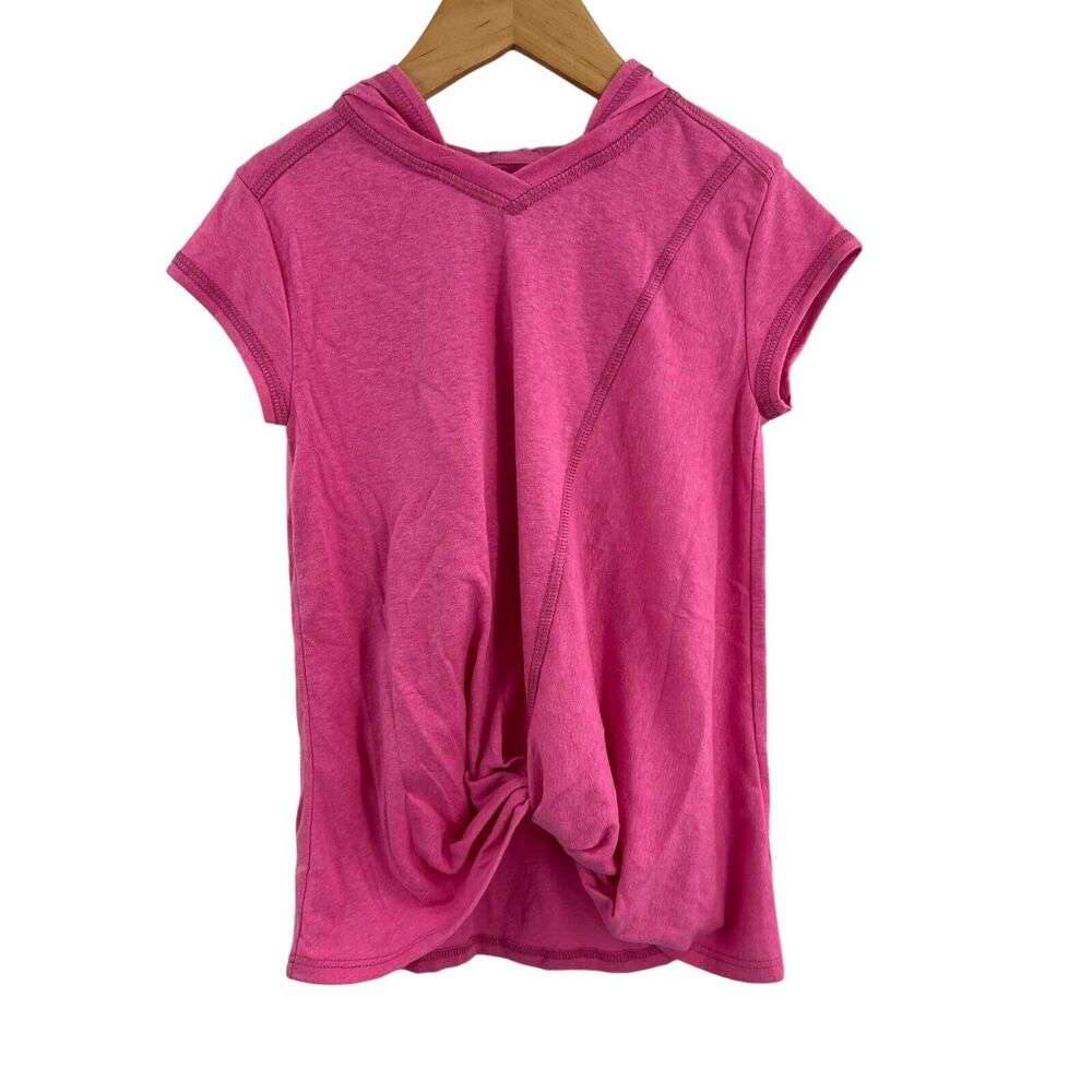 Zella Girls Pink Twist Front Short Sleeve‎ Hooded Top Size 5